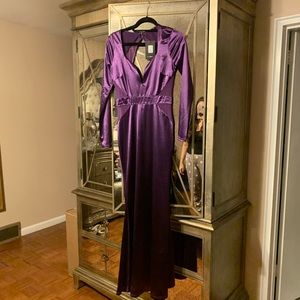 Fashion nova Purple silk gown size medium